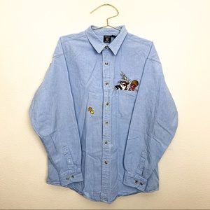 Warner Bros Looney Tunes Denim Vintage Button Down